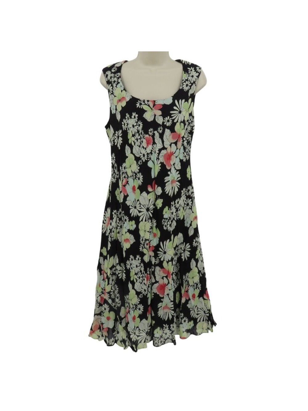 VTG Jones Wear Women 12 Multicolor Daisy Floral Flower Shift Dress Sleeveless
